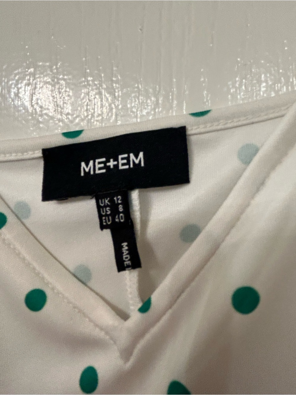 ME+EM Sheer White with Green Polka Dots maxi dress - Picture 6 of 6